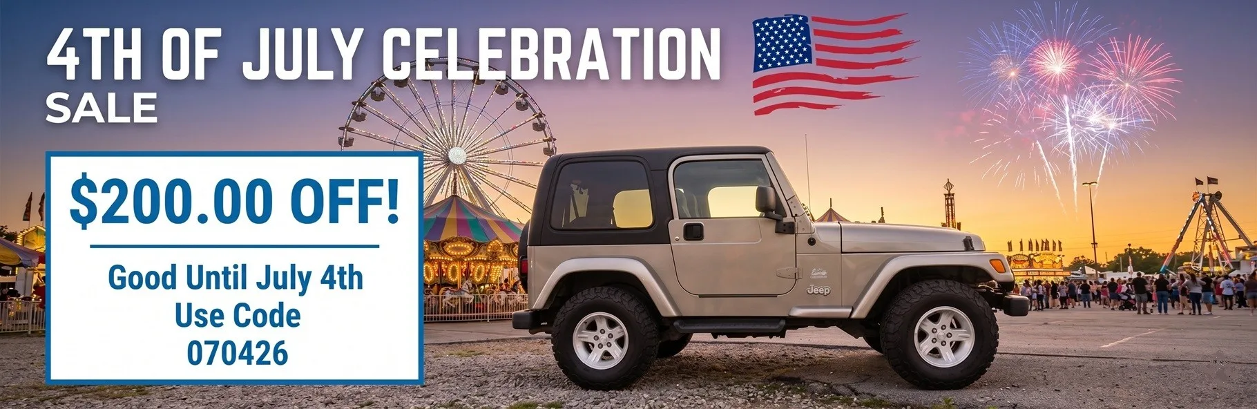 4th of July Sale - $200 off any Jeep Wrangler hard top